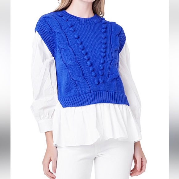English Factory mixed media cable stitch‎ sweater NWT - Picture 1 of 6
